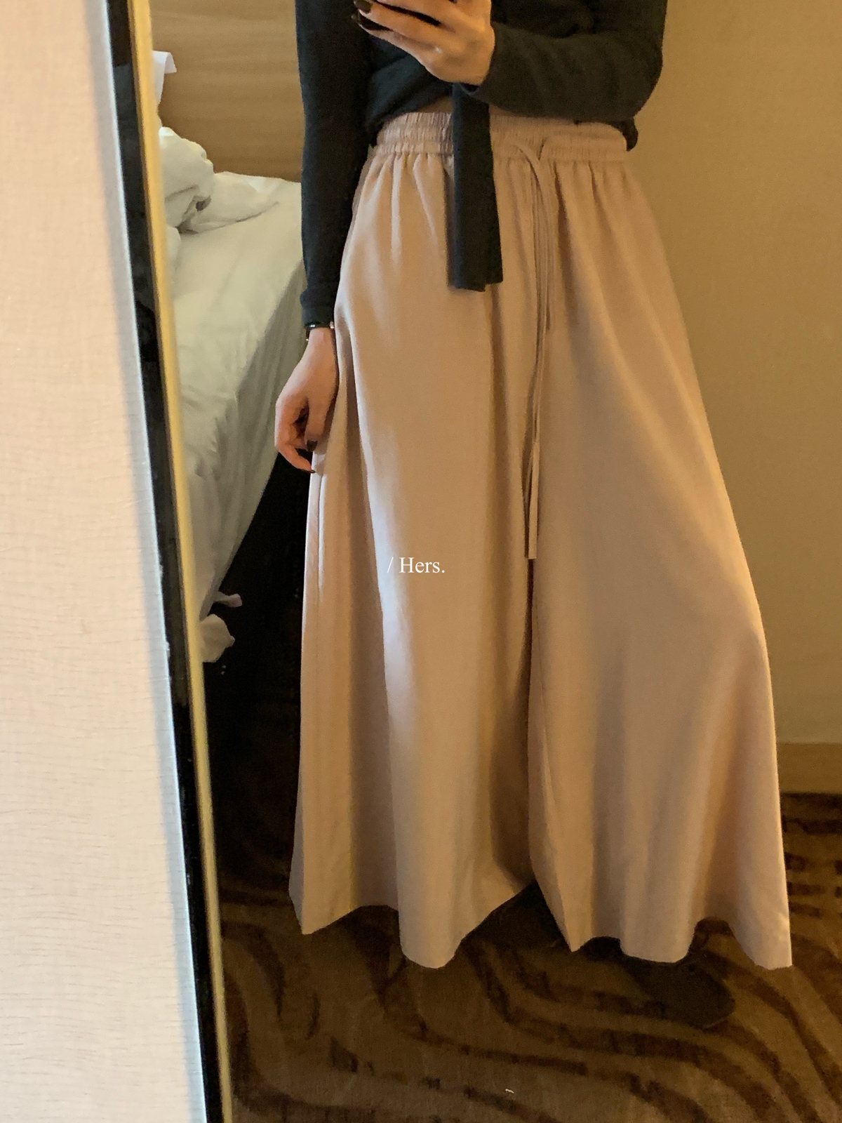 一勺甜 hers粉色百搭阔腿飘飘休闲裤女2025秋季高腰休闲裤92101