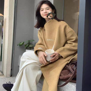 新款 驼色羊毛呢大衣女2024年冬季 宽松过膝高级感外套 2278 METWO