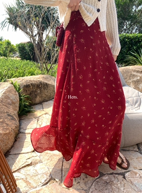 26年春款上新【Hers】复古法式气质度假感花花长款半身裙女80279