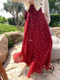 气质度假感花花长款 26年春款 复古法式 Hers 半身裙女80279 上新