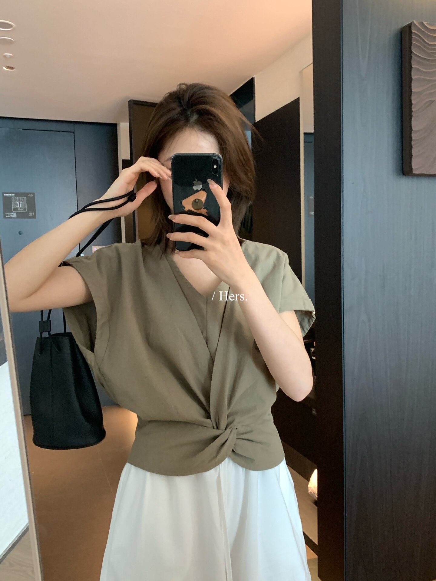 hers交叉纽结ol风气质V领衬衣