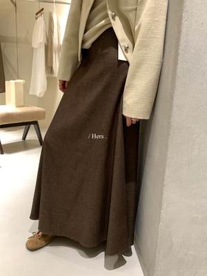 一勺甜 hers咖色中长款半身裙女2025秋季高腰休闲A字裙 92241