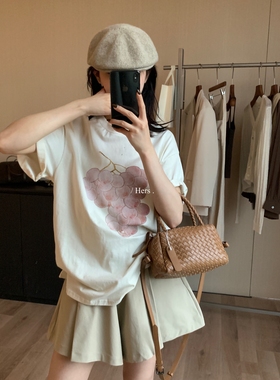 一勺甜 hers葡萄短袖T恤女2025秋季韩系休闲宽松上衣92169