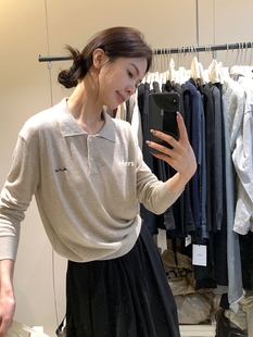 92174 一勺甜 hers韩系字母polo领针织衫 女2025秋季 宽松显瘦打底衫