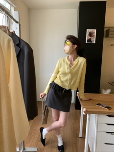 女2025新款 METWO 8677 拼纱毛织开衫 休闲内搭上衣外套 圆领法式