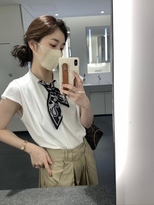 一勺甜老钱风丝巾领带短袖tee