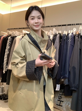 一勺甜 hers韩标~经典复古立领廓形风衣女2025秋季休闲外套92313