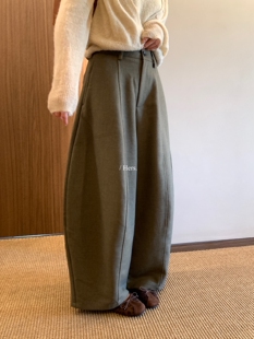 一勺甜 hers高质感分割线高腰气球西裤女2025秋季长裤阔腿裤92393