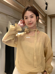 气质小衫 三件套女2025新款 背心20471 hers花朵飘带小衫 METWO