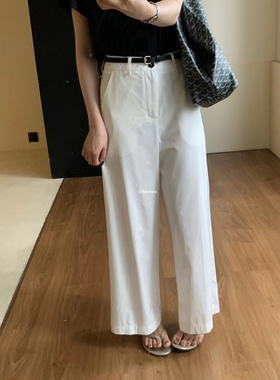 METWO白色阔腿裤女夏季薄款高腰显瘦直筒休闲九分裤2024新款08507