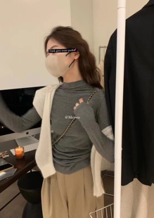 METWO微高领打底衫女秋冬半高领显瘦内搭软糯弹力保暖内衣女8214