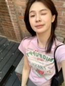 T恤女夏季 METWO 圆领显瘦百搭上衣 tee 草莓印花短袖 8266 欧货