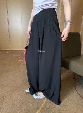 METWO 韩系简约百搭休闲西裤女2025新款松弛感高腰直筒阔腿裤8719