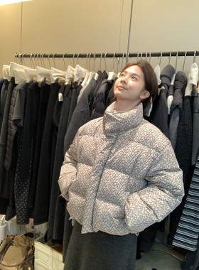 一勺甜 hers碎花短款羽绒服女2025秋冬高级感立领保暖外套 92605