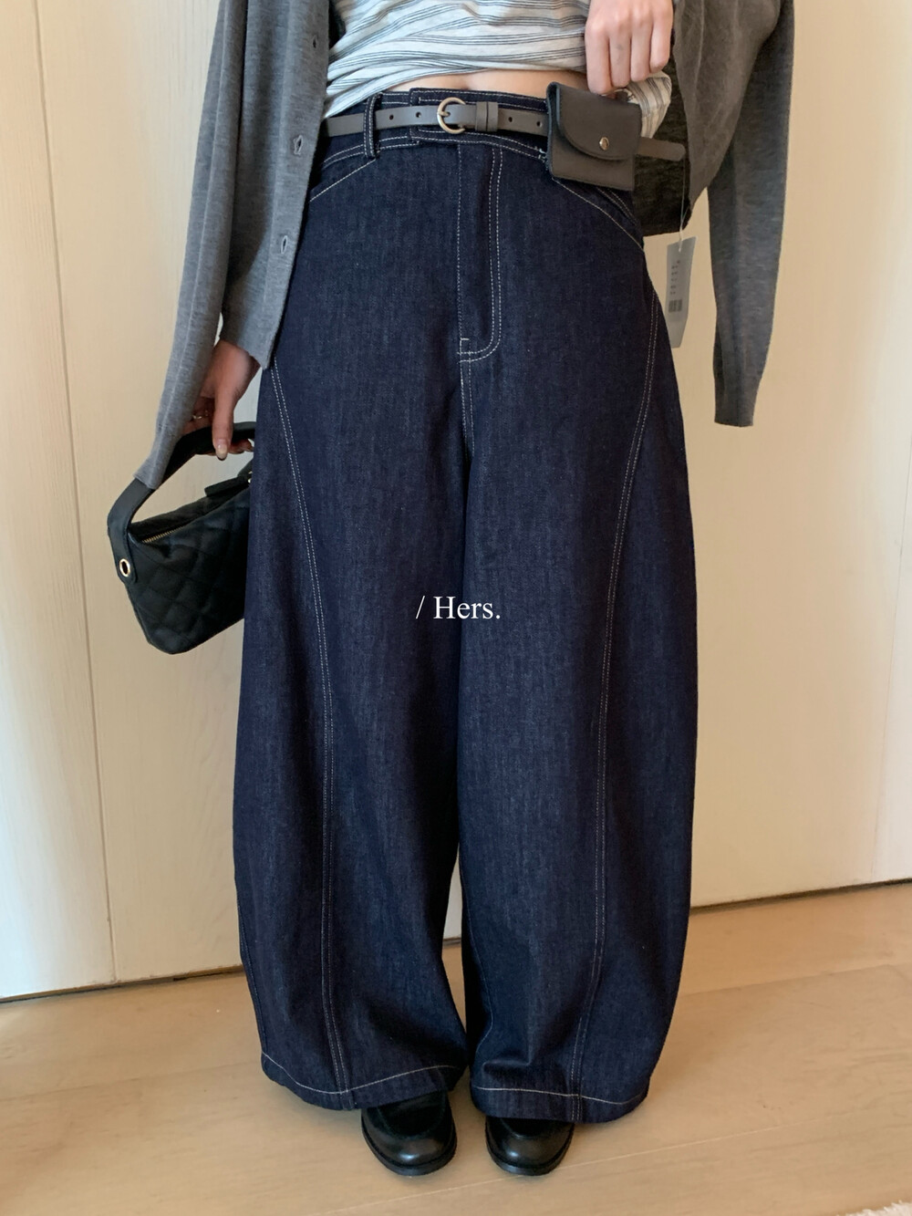 Hers好搭明线设计气球牛仔裤女