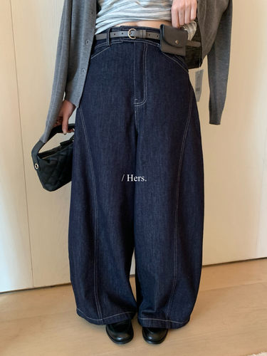 Hers好搭明线设计气球牛仔裤女
