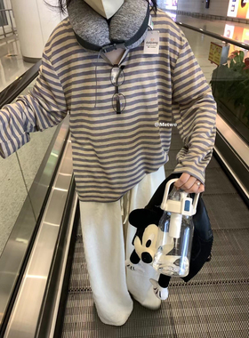 METWO条纹防蚊衫上衣 夏季新款薄薄软软天丝长袖防晒T恤女20873