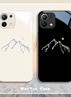 日落山峰小米12手机壳11ultra玻璃10s高级感mix4情侣12青春版适用红米k50简约k40小众k30女款note11防摔9外壳