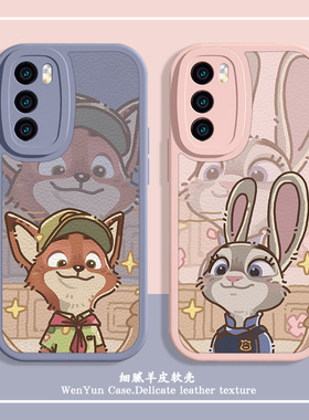 情侣手机壳适用华为mate70朱迪尼克p50卡通Pura70疯狂动物城nova12/11动漫7se8荣耀100新款90小羊皮60pro防摔