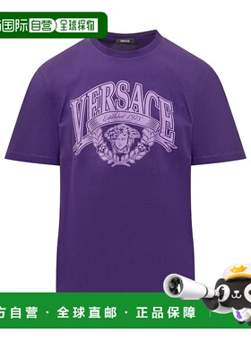 VERSACE 男士T恤 10133021A159091LJ40 范思哲紫色短袖AW2025