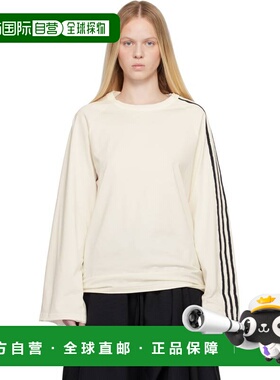 潮奢 Y-3 女士 灰白色 Raw Edge 3 Stripes 长袖 T 恤 KS9747