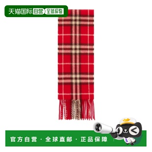 BURBERRY 女士围巾 81187411 SS2026 红色 窄格纹羊绒围巾