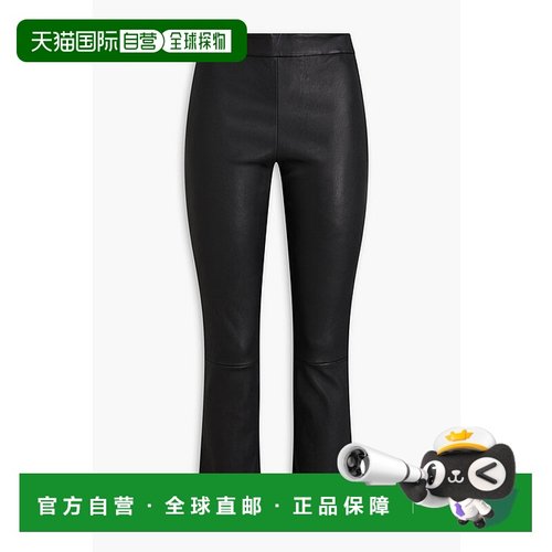 1h可退 潮奢 THEORY 希尔瑞 女士 皮革小喇叭长裤 M0600211BLACK