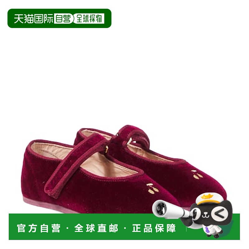 1h可退 潮奢 golden goose 女童 Ellaro 刺绣天鹅绒玛丽珍平底鞋