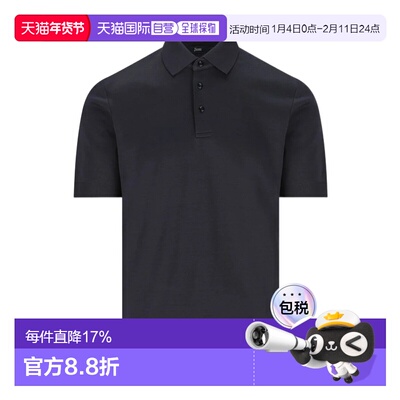 HERNO 男士POLO衫 JPL00125U520599201 SS2026 黑色短袖