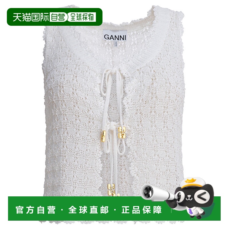 1h可退 GANNI 女士T恤 K2545135 CO 白色 针织无袖背心