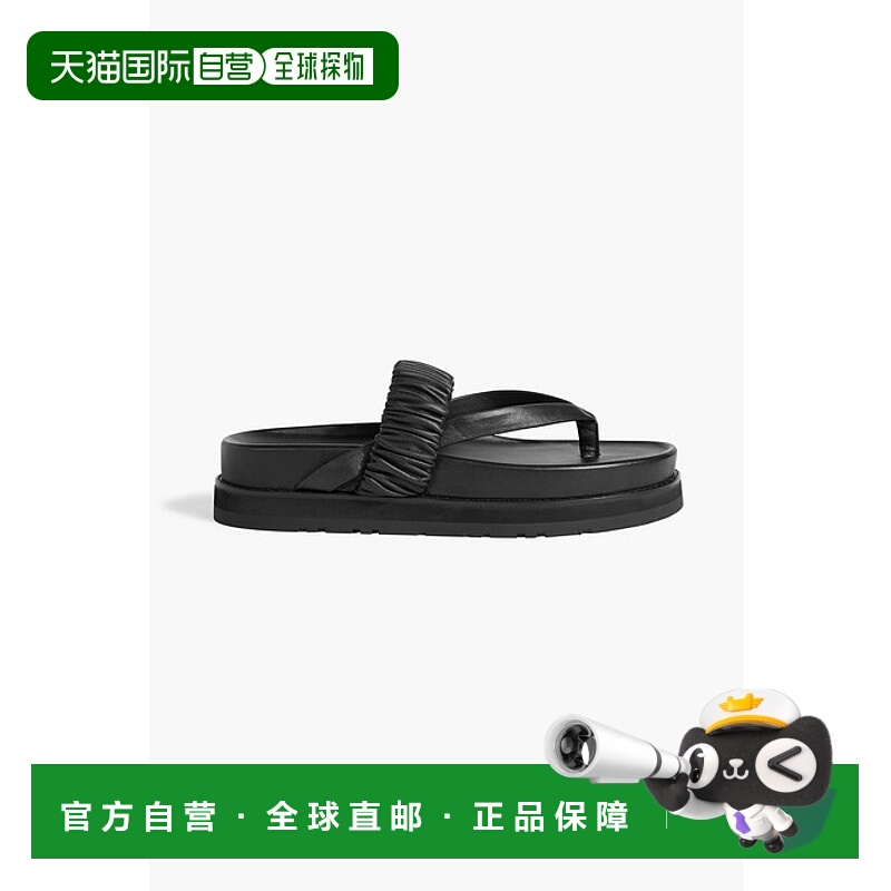 1h可退 潮奢 Simkhai 女士 Ari 褶边皮质凉鞋 224S000LBLACK