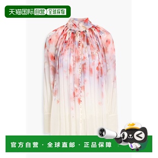 1h可退 潮奢 ZIMMERMANN 女士 褶皱印花乔其纱衫 5768TR251SCARLE