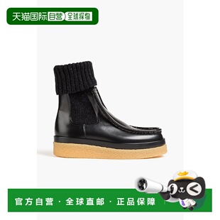 蔻依 Chloe 女士 Jamie CHC22A668 1h可退 皮质罗纹针织短靴 潮奢