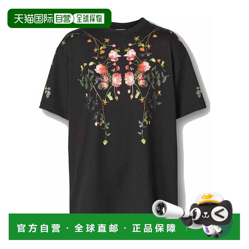 1h可退 BURBERRY 女士衬衫 80372951 AW2021 黑色 印花短袖T恤