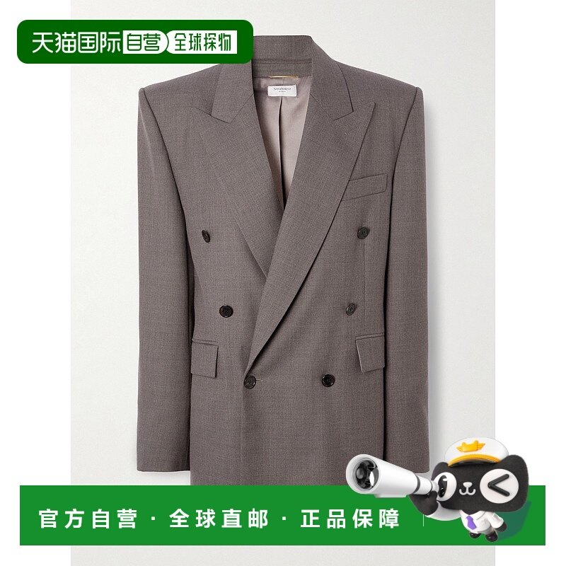 潮奢 Saint Laurent 圣罗兰 女士 深褐色羊毛西装外套 823616Y2J0