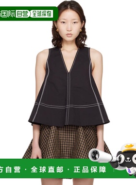 1h可退 潮奢 GANNI 甘尼 女士 黑色 Cotton A-line 上装 A1040