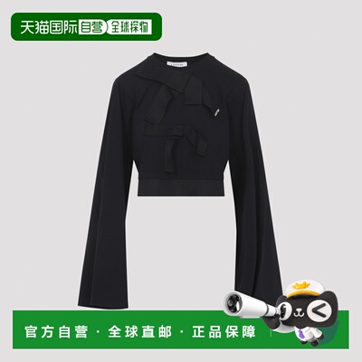 LANVIN 女士T恤 RWTS0029J055P210 SS2026 黑色 Grosgrain Top