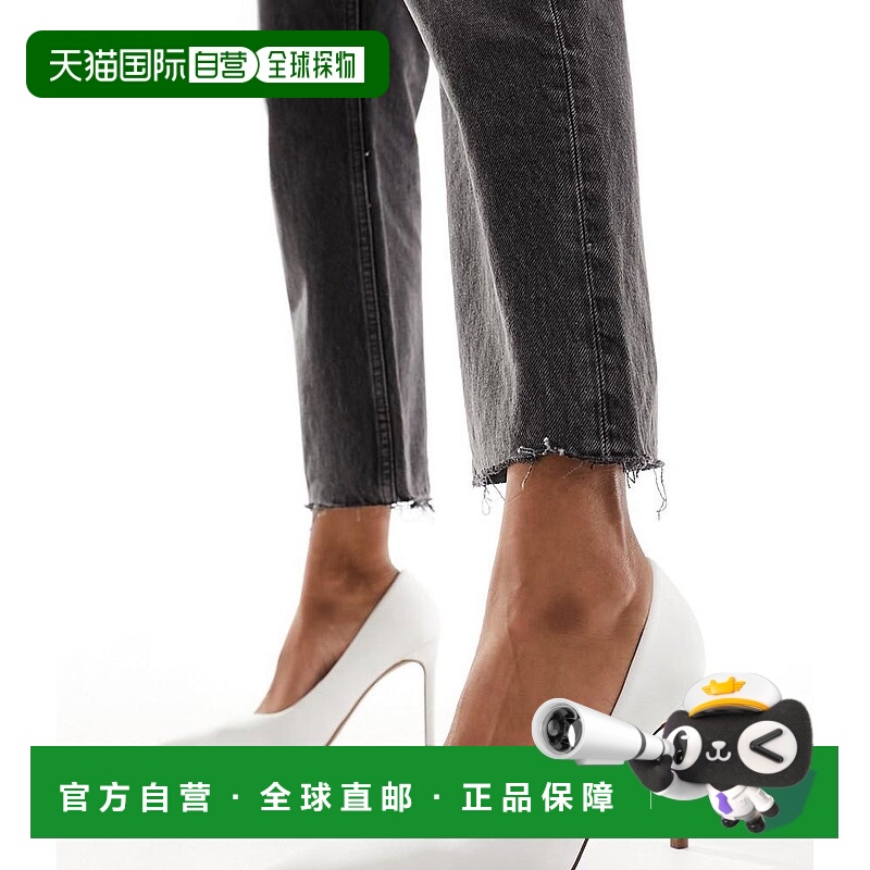 1h可退 潮奢 ASOS 女士 Paphos 设计尖头高跟绸缎浅口鞋(米白色)