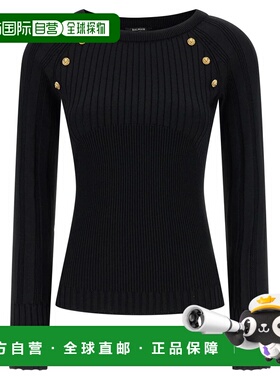 BALMAIN 女士针织衫 GF1ARA60KJ450PA AW2025 黑色 Button Sweate