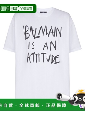 BALMAIN 男士T恤 GH1EG225GF40GAB SS2026 白色 印花T恤短袖男装