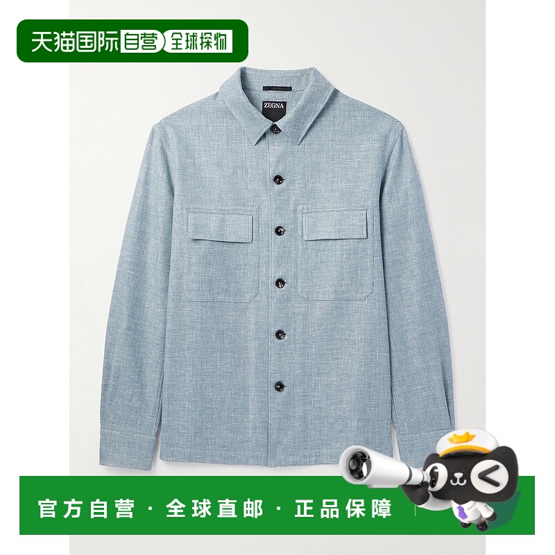 1h可退 潮奢 zegna 杰尼亚 男士 皮革边衬衫式梭织上衣 UFV22A9SO