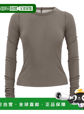 RICK OWENS 女士T恤 RP01F6209RC34 SS2026 灰色 CROPPED RIB LS