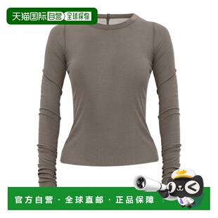 RICK OWENS 女士T恤 RP01F6209RC34 SS2026 灰色 CROPPED RIB LS