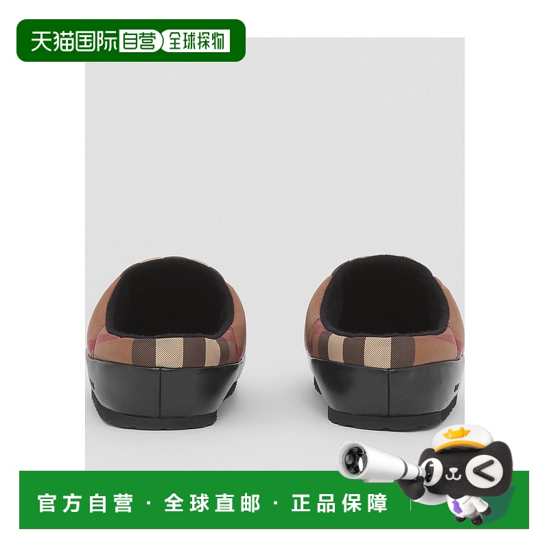1h可退 BURBERRY 男士凉鞋 80503051 SS2023 黑色 格纹拖鞋