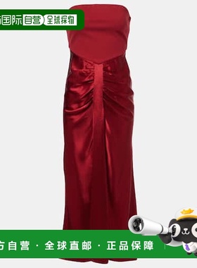 1h可退 潮奢 Staud 女士 Wayfaring 褶皱庞特布缎面礼服