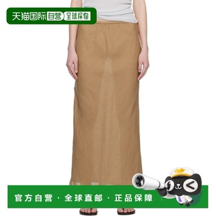 1h可退 潮奢 Baserange 女士 黄褐色 Fine Linen Dydine 半身裙 S