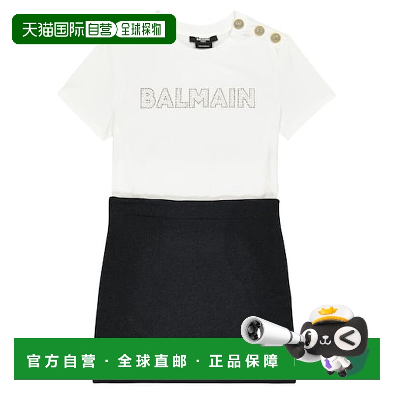 1h可退 潮奢 Balmain 巴尔曼 女童 徽标棉质针织连衣裙连衣裙童装