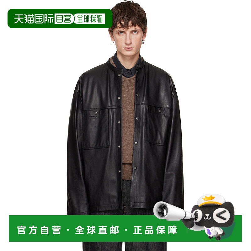 1h可退 潮奢 Lemaire 男士 黑色 Collarstand 皮革夹克 OV1028LL0