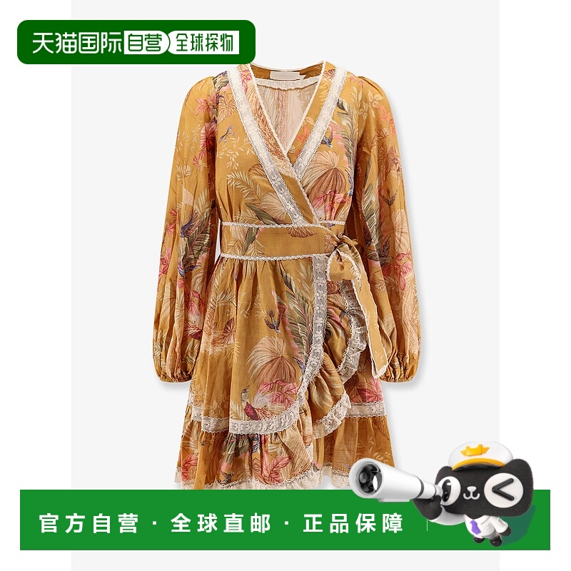1h可退 潮奢 ZIMMERMANN 女士 褶边棉质短款印花连衣裙 3245DSS25