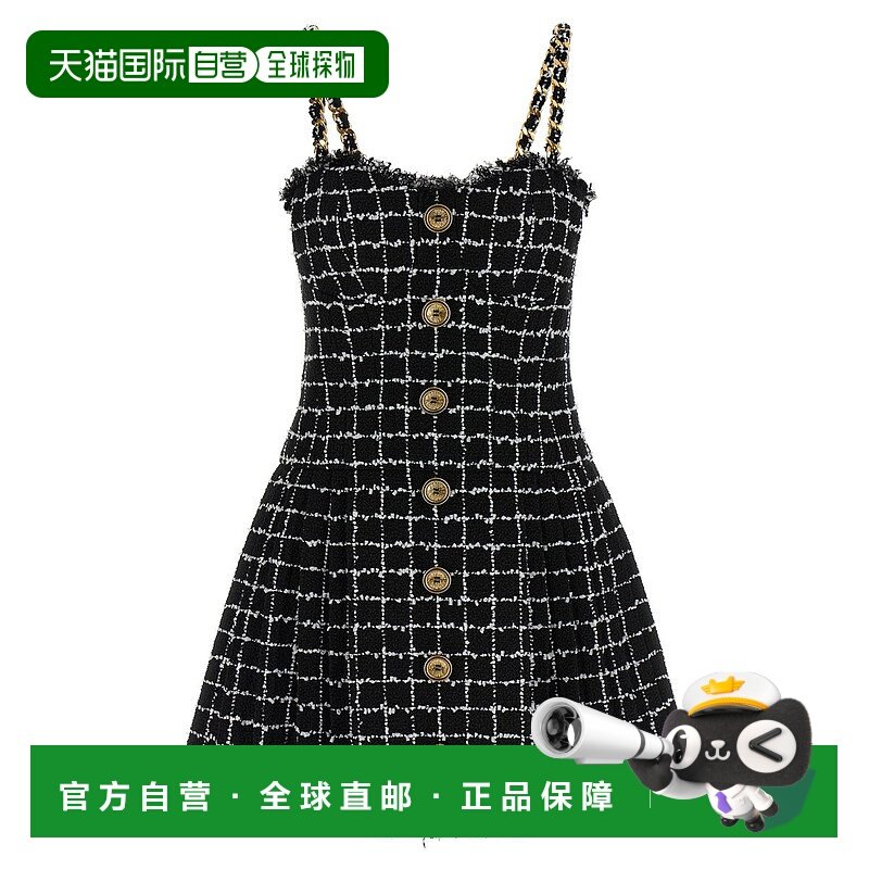 BALMAIN 女士连衣裙 GF1R5163XL62EAB SS2026 黑色 Tweed dress